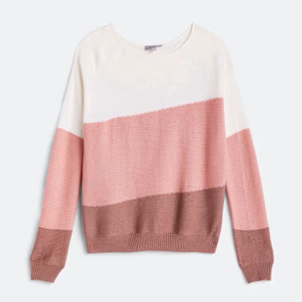 Colorblock Pink and Brown Women's Sweater
